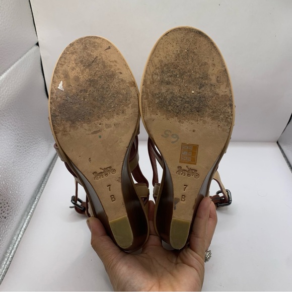 Coach Dawn Open Toe Leather Wedge Sandal size 7B - Picture 10 of 11